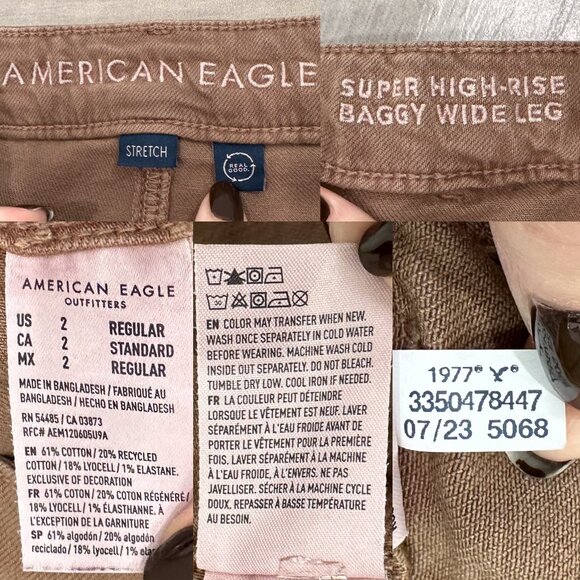 American Eagle Dreamy Drape Stretch Super High-Rise Baggy Wide Leg Pants Size 2 - Picture 3 of 14